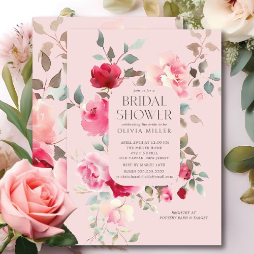 Blush Blossom Bridal Shower Invitations 