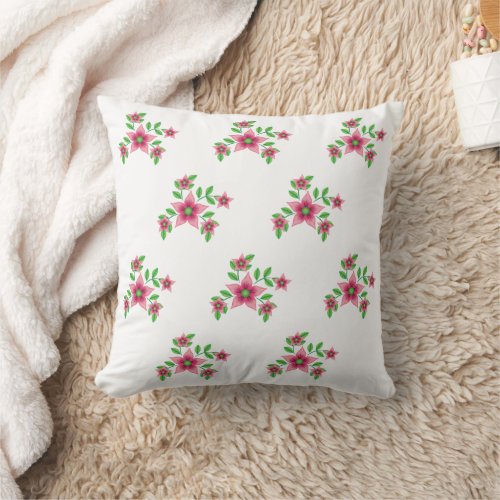 Blush Blossom Exquisite Pink Floral Design Throw Pillow