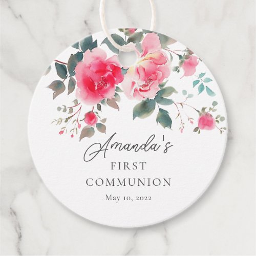 Blush Blossom First Holy Communion  Favor Tags