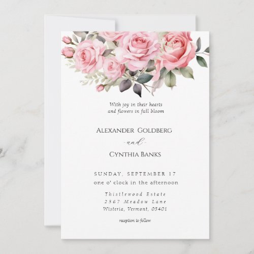 Blush Blossoming Love Wedding Invitation