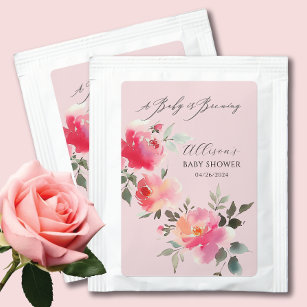 Blush Blossoms Baby Is Brewing Baby Shower Tea Bag Drink Mix