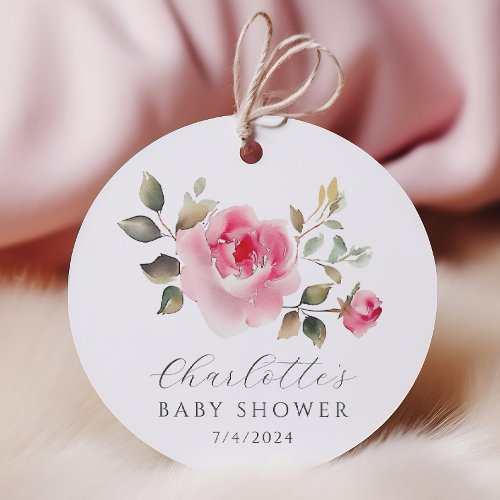 Blush Blossoms Baby Shower Favor Tags