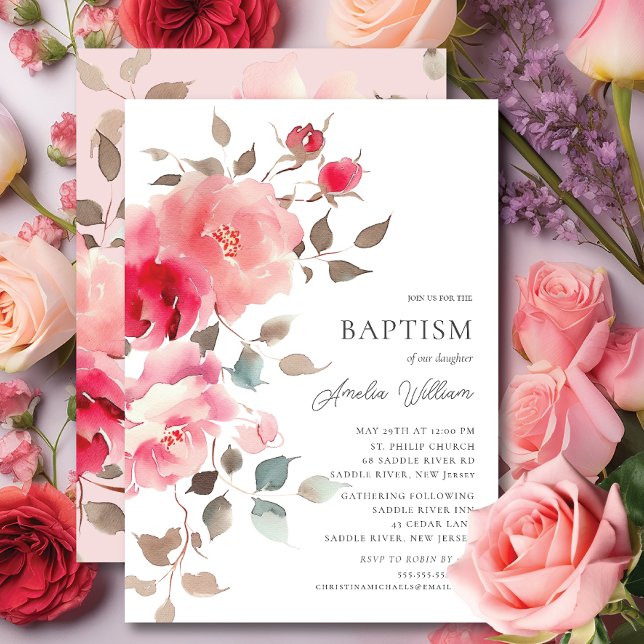 Blush Blossoms Baptism Invitation (Creator Uploaded)