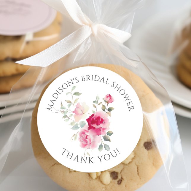 Blush Blossoms Bridal Shower Classic Round Sticker (Creator Uploaded)