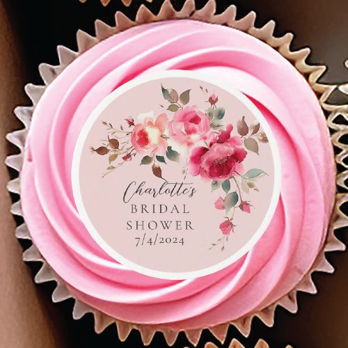 Blush Blossoms Bridal Shower Edible Frosting Rounds
