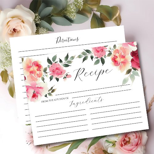 Blush Blossoms Bridal Shower Recipe Card