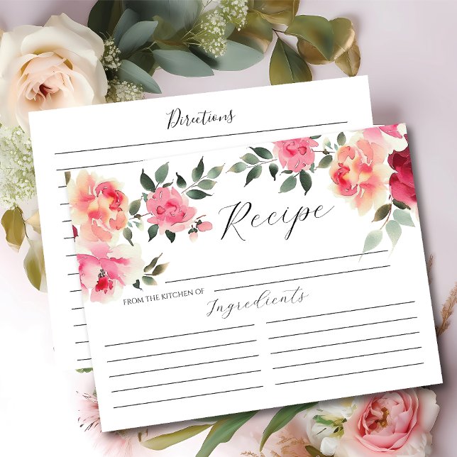 Blush Blossoms Bridal Shower Recipe Card (Creator Uploaded)