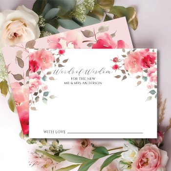 Blush Blossoms Bride Words Of Wisdom Card by invitationstop at Zazzle