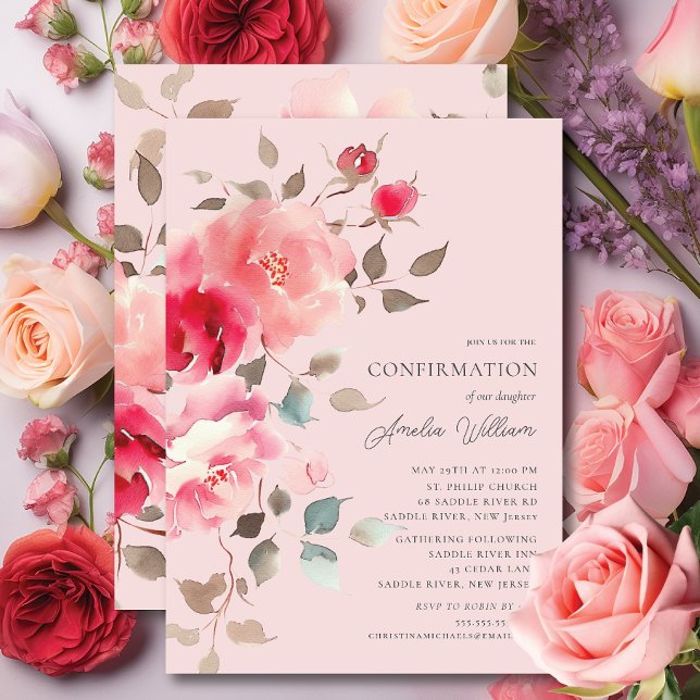 Blush Blossoms Confirmation Invitation (Creator Uploaded)