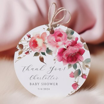 Blush Blossoms Delight Baby Shower Favor Tags by invitationstop at Zazzle