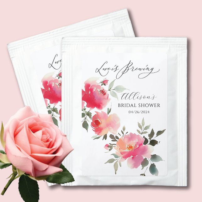 Blush Blossoms Love Is Brewing Bridal Shower Tea Bag Drink Mix (Creator Uploaded)