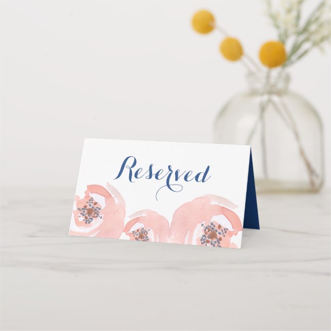 Blush Blossoms Reserved Place Card (Front)