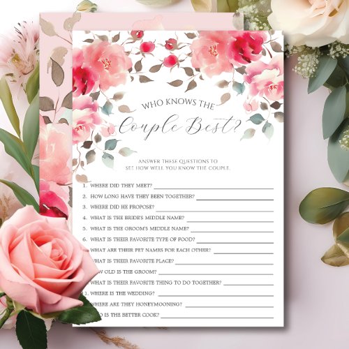 Blush Blossoms Who Knows the Couple Best Game Invitation