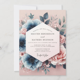 Blush Blue Aquarelle Dream Wedding Invitation