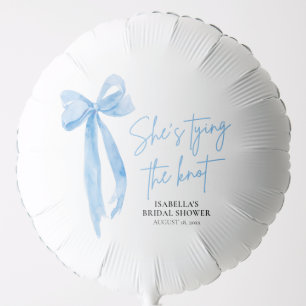 Blush Blue Bow She's Tying the Knot Bridal Shower Balloon