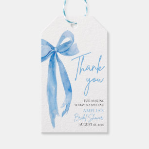 Blush Blue Bow She's Tying the Knot Bridal Shower Gift Tags