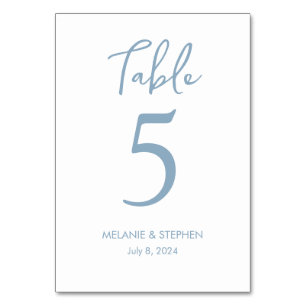 Blush + Blue Color Block Wedding Table Numbers