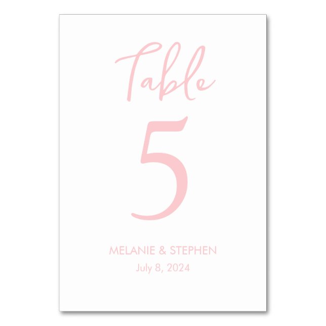 Blush + Blue Color Block Wedding Table Numbers (Front)