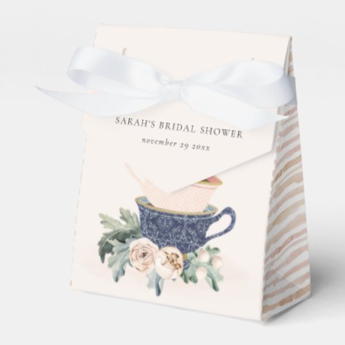 Blush Blue Cups Floral Bridal Shower Tea Party Favor Boxes