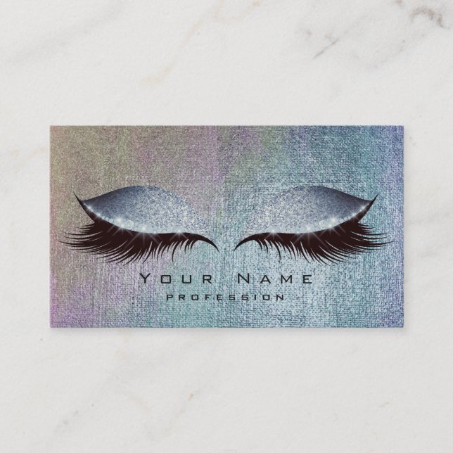 Blush Blue Denim Paint Lashes Makeup Eyes Glitter Business Card (Front)