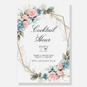 Blush Blue Floral Geometric Cocktail Hour Foam Board