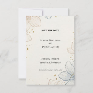 Blush Blue Floral Save The Date Card