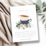 Blush Blue Floral Stacked Tea Cups Bridal Shower Thank You Card