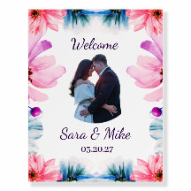 Blush & Blue floral Wedding Welcome Sign