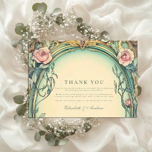 Blush Blue Garden wedding Thank You Card