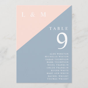 Blush Blue Monogram Table Number Seating Chart