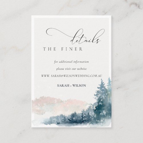 Blush Blue Mountains Pine Wedding Website Detail Enclosure Card