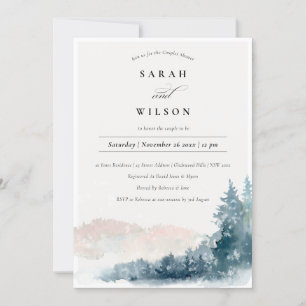 Blush Blue Pine Mountains Couples Shower Invite