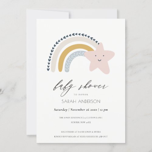 BLUSH BLUE STAR RAINBOW BABY SHOWER INVITE