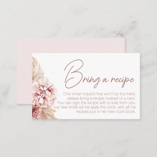 Blush Boho Bridal Shower Recipe Card Request