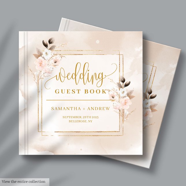 Blush Boho Fall Floral Wedding Guest Book Sign-In (Blush Boho Fall Floral Wedding Guest Book Sign-In)