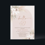 Blush Boho Floral Arch 40th Birthday Invitation<br><div class="desc">Blush Boho Floral Arch 40th Birthday Invitation

Bohemian inspired 40th birthday invitation featuring two floral arrangements with pampas grass,  a modern calligraphy image heading and a blush colored arch.  This modern bohemian floral hello 40 birthday invitation is ideal for anyone who like bohemian inspired invitations.</div>