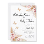 Blush Boho Floral Butterfly Kisses Baby Shower Invitation Blush Boho Floral Butterfly Kisses Baby Shower Invitation