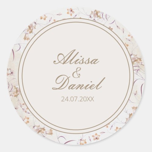 Blush Boho Floral Wedding Sticker