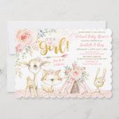 Blush Boho Floral Woodland Virtual Baby Shower Invitation (Front)