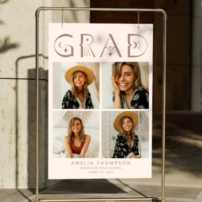 Blush Boho GRAD Graduation Party Photo Collage Foam Board (Creator Uploaded)