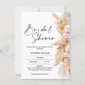 Blush Boho Pampas Grass Bridal Shower Invitation (Front)