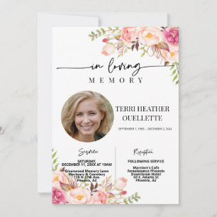 Blush Boho Photo Funeral Memorial Service Invitation