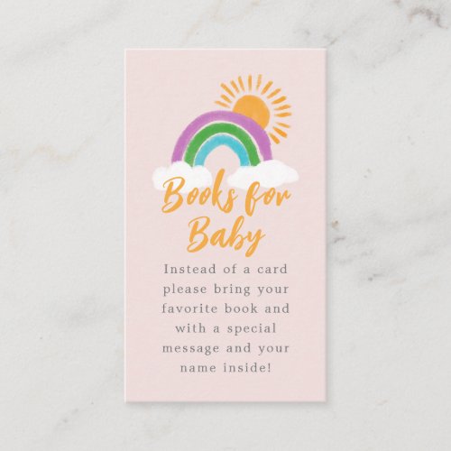 Blush Boho Rainbow Baby Shower Book Request Enclosure Card