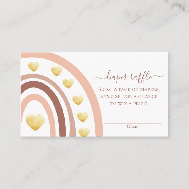 Blush Boho Rainbow Diaper Raffle Enclosure Card (Front)