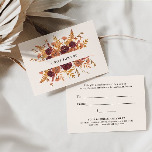 Blush Boho Wildflowers  Gift Certificate