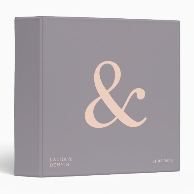 Blush Bold Monogram Personalized Wedding Album 3 Ring Binder (Front/Spine)