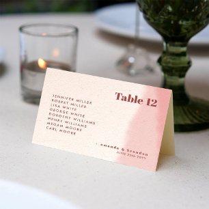 Blush & Bold Script Wedding Guest Names Place Card