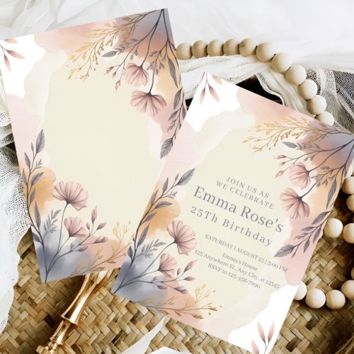 Blush Botanical Birthday Invitation