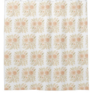 Blush Botanical Elegance – Transparent Floral Art Shower Curtain
