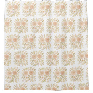 Blush Botanical Elegance – Transparent Floral Art Shower Curtain
